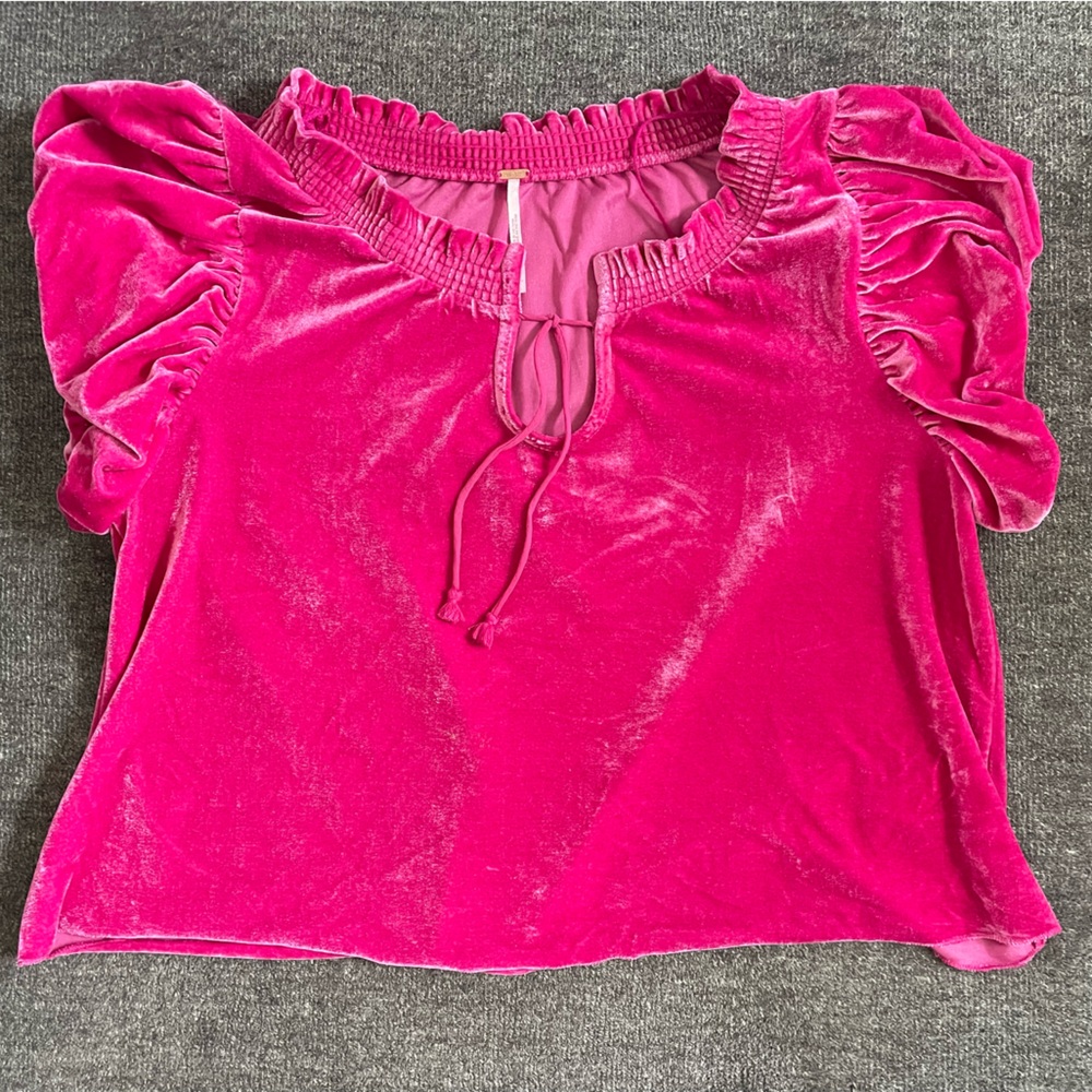 Anthropologie velvet pink top